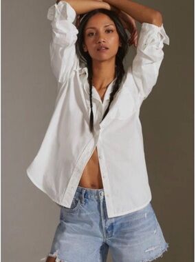 Wilfred White Button-Down Cotton Shirt